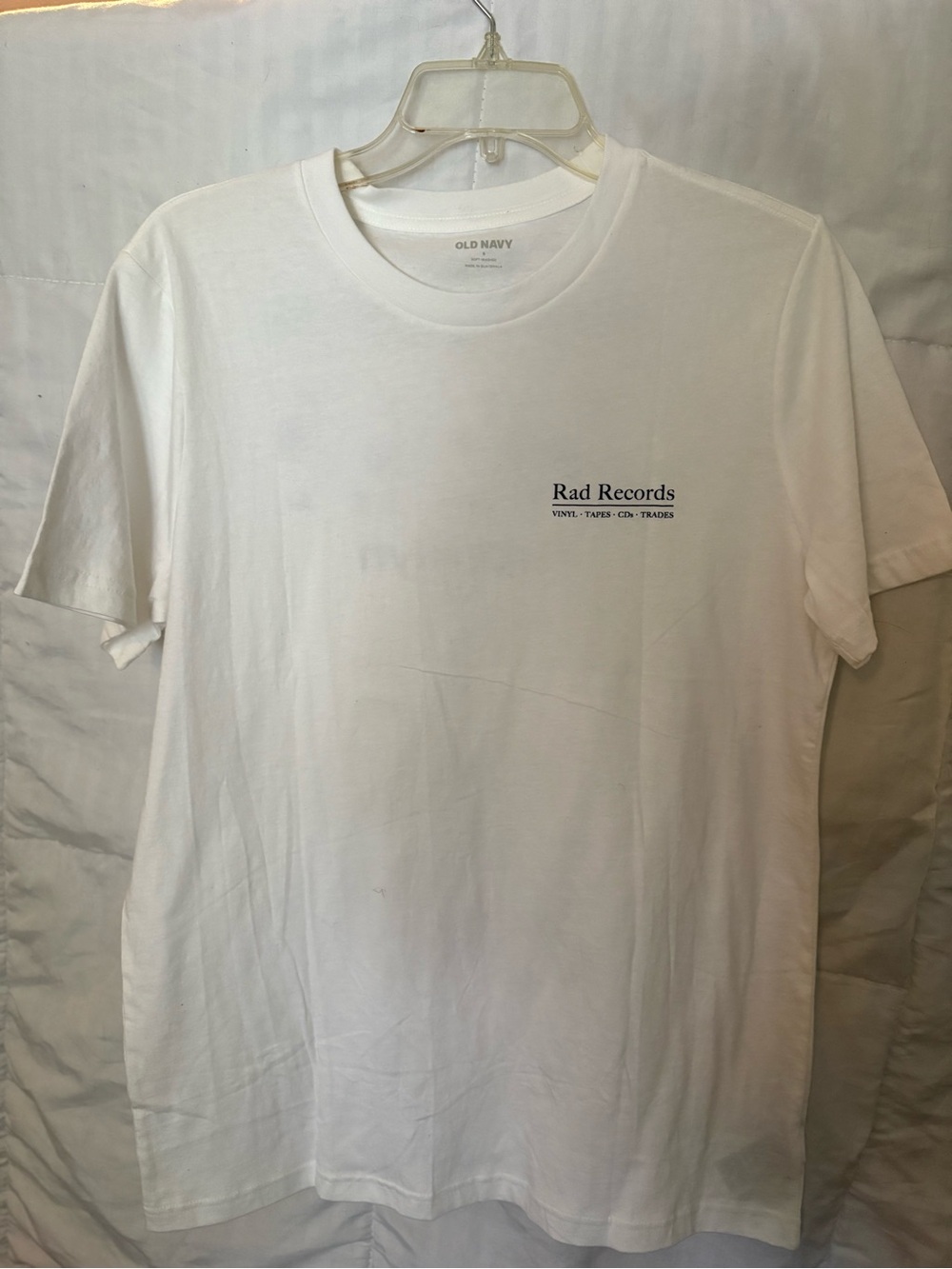 Old Navy White Rad Records Graphic Tee - Small Chest Logo